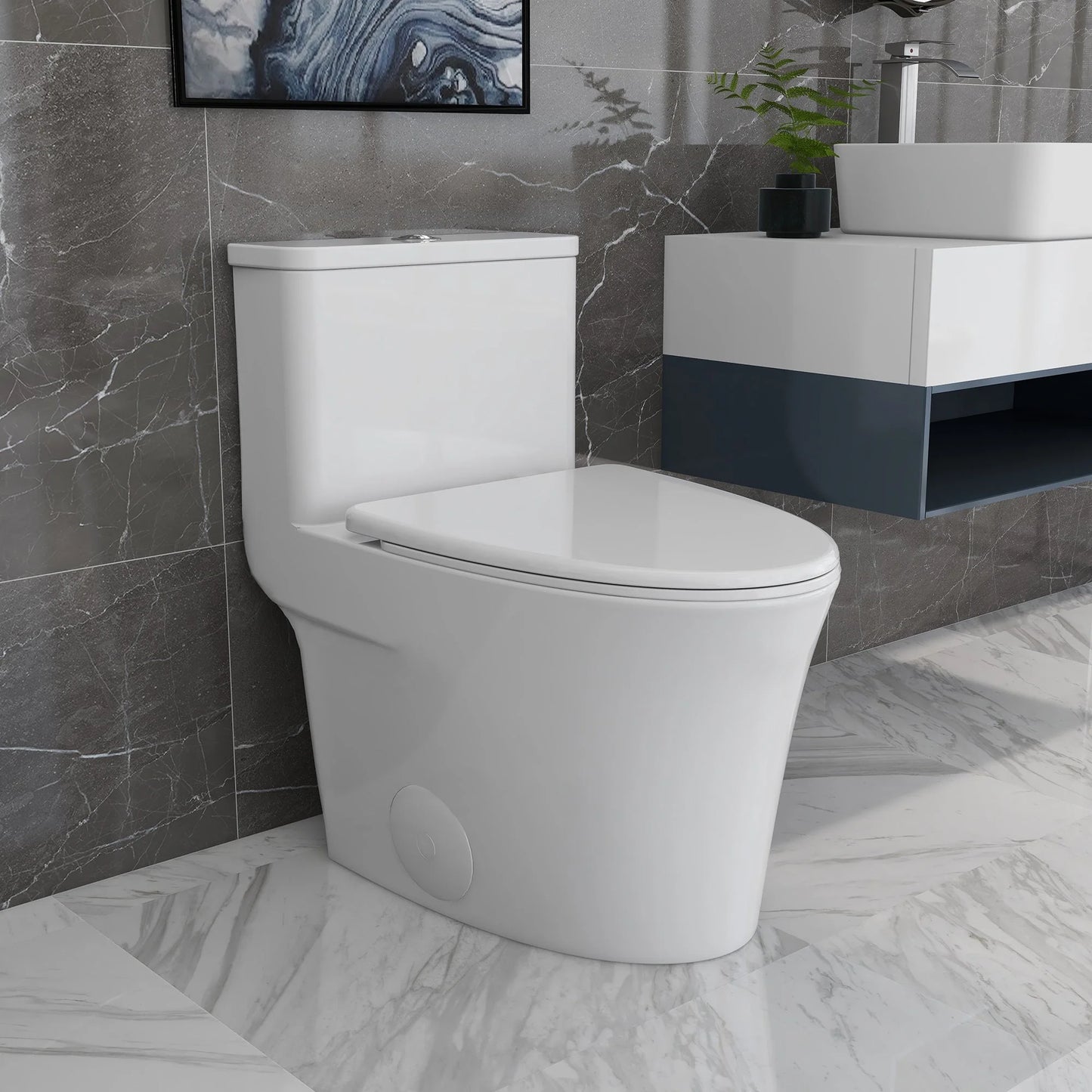 AeroFlow Compact One-Piece Toilet – Dual Flush, Sleek Modern Design, Soft-Close Seat Included