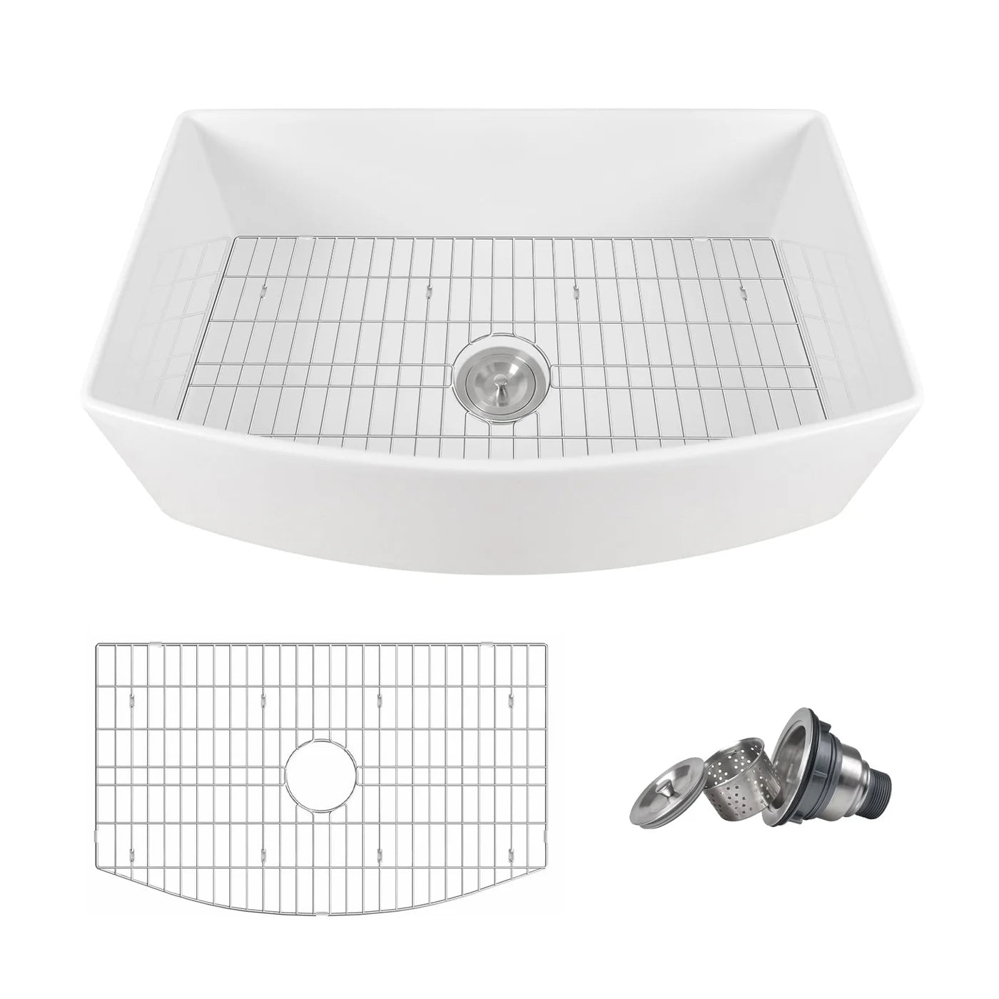 Farmhouse Apron Front Kitchen Sink – Deep Single Bowl White Ceramic Sink