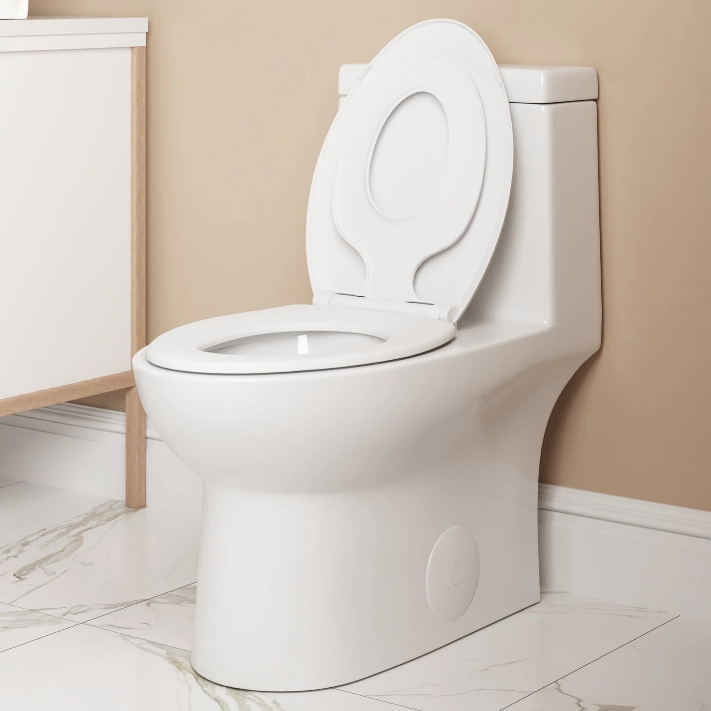 Classic One-Piece Toilet with Soft-Close Seat – High-Efficiency Dual Flush, Comfortable Standard Height