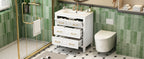 30" Bathroom Vanity with Ceramic Sink Combo, Free Standing Single Vanity Set with 3 Drawers, Solid Wood Frame Storage Cabinet, White