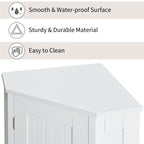 White Bathroom Cabinet Triangle Corner Storage Cabinet with Adjustable Shelf Modern Style MDF Board