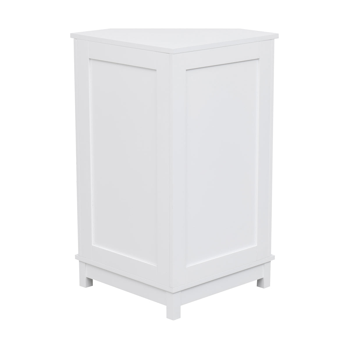 White Bathroom Cabinet Triangle Corner Storage Cabinet with Adjustable Shelf Modern Style MDF Board