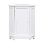 White Bathroom Cabinet Triangle Corner Storage Cabinet with Adjustable Shelf Modern Style MDF Board