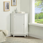 White Bathroom Cabinet Triangle Corner Storage Cabinet with Adjustable Shelf Modern Style MDF Board