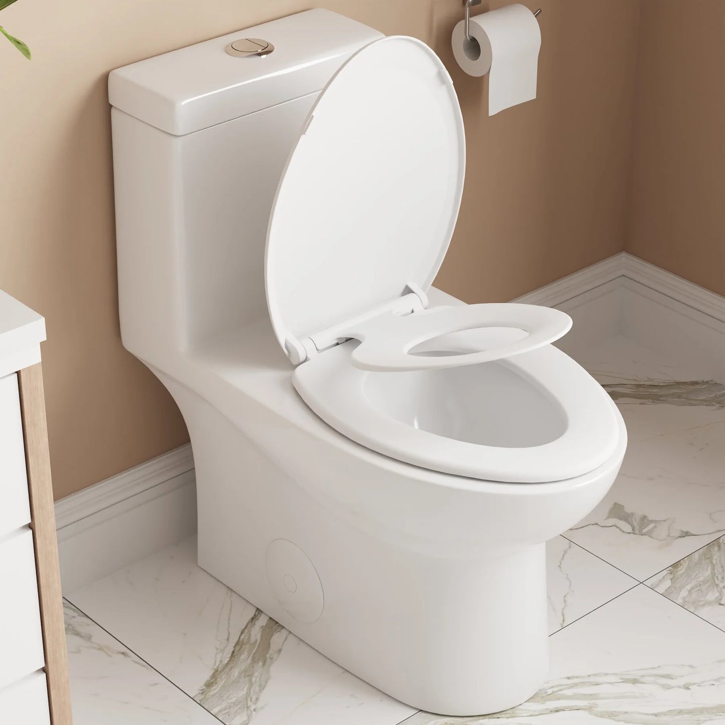 Classic One-Piece Toilet with Soft-Close Seat – High-Efficiency Dual Flush, Comfortable Standard Height