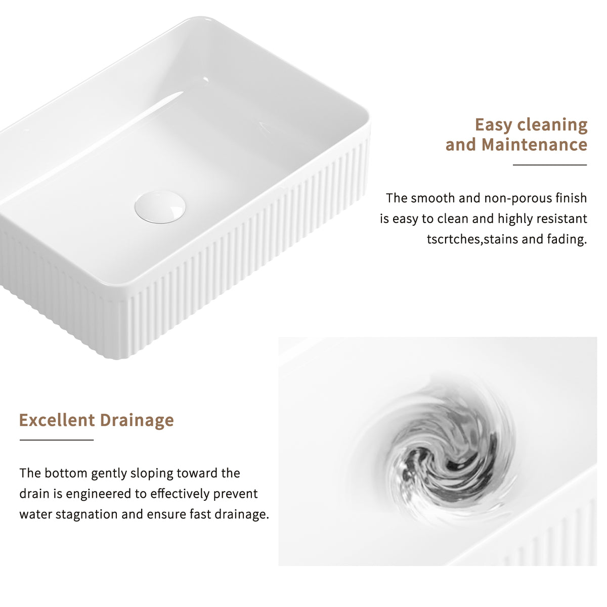 19.69 Inch Rectangular Vessel Sink, White Porcelain Ceramic Above Counter Modern Bathroom Vanity Art Basin