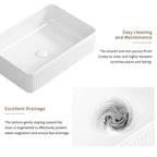 19.69 Inch Rectangular Vessel Sink, White Porcelain Ceramic Above Counter Modern Bathroom Vanity Art Basin