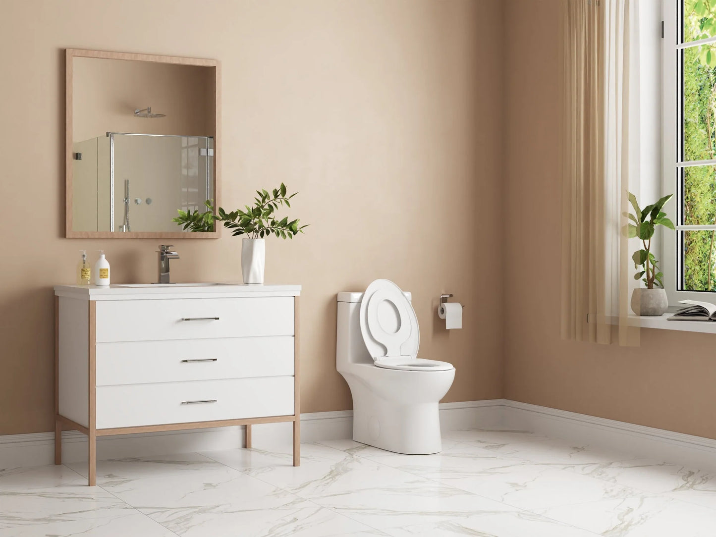 Classic One-Piece Toilet with Soft-Close Seat – High-Efficiency Dual Flush, Comfortable Standard Height