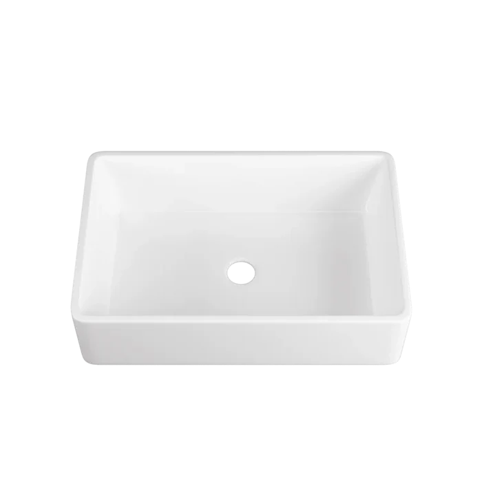 Farmhouse Apron Front Kitchen Sink – Large Single Bowl Fireclay Sink with Bottom Grid & Strainer