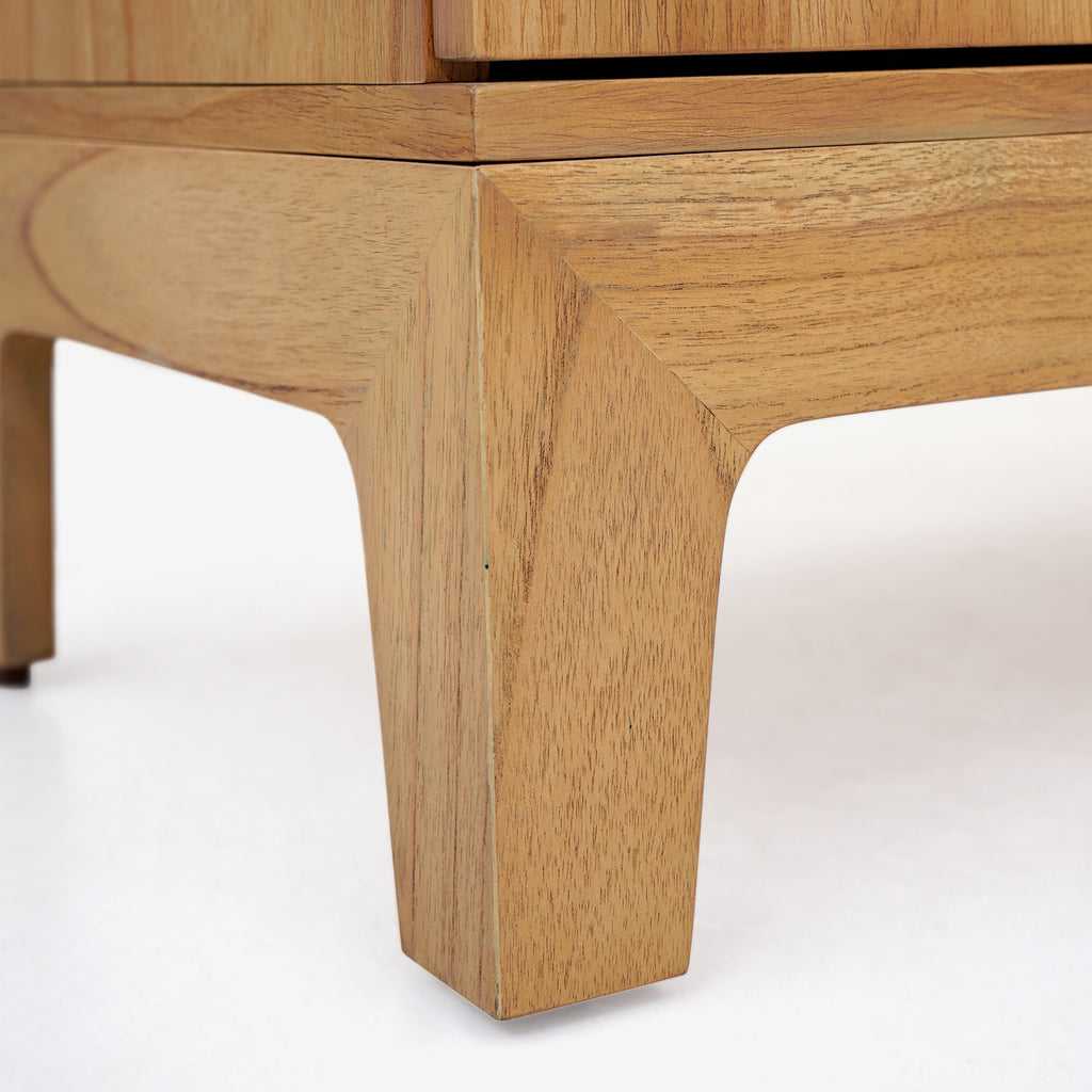 Lola Natural Oak Sunburst Carved 2 Door Storage Cabinet, Wooden Accent Sideboard Cabinet