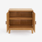 Lola Natural Oak Sunburst Carved 2 Door Storage Cabinet, Wooden Accent Sideboard Cabinet