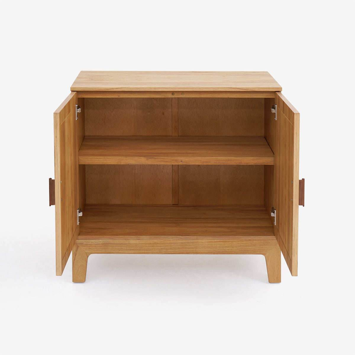 Lola Natural Oak Sunburst Carved 2 Door Storage Cabinet, Wooden Accent Sideboard Cabinet