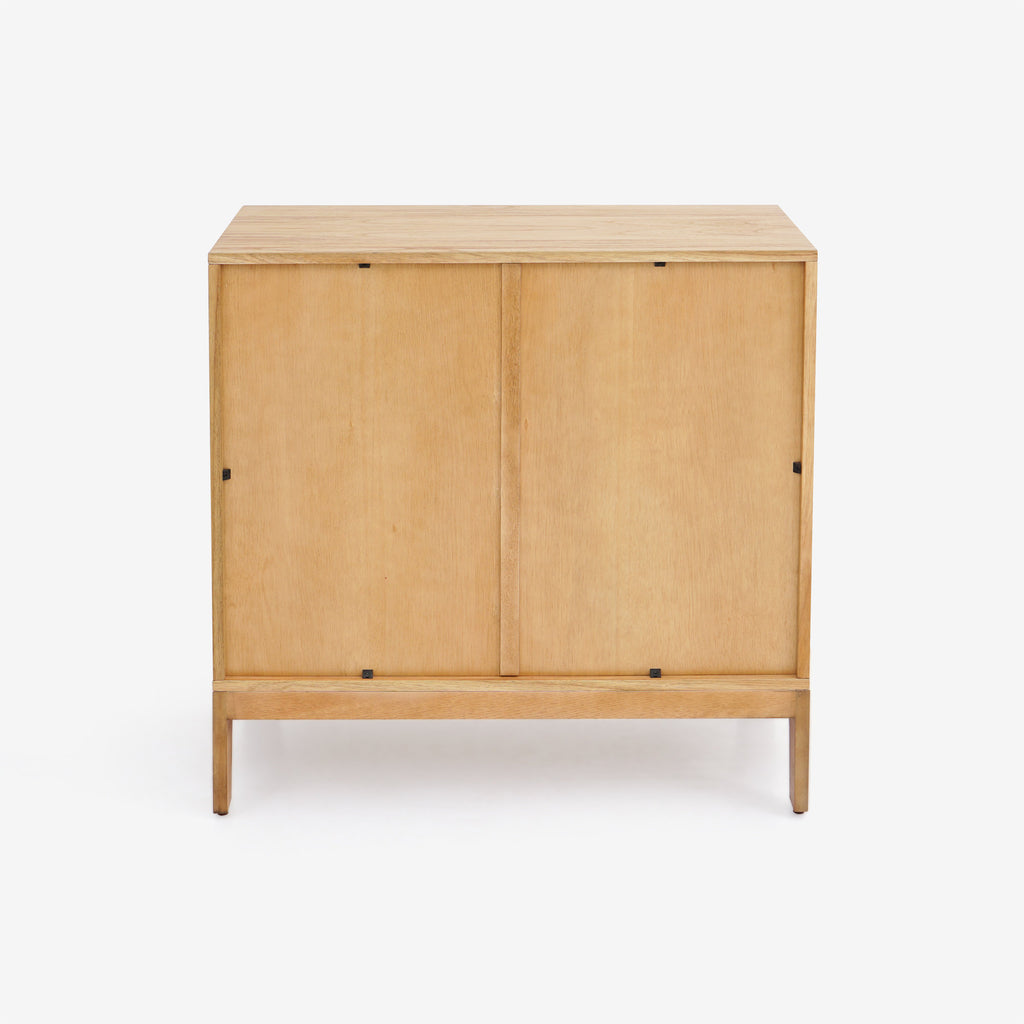 Lola Natural Oak Sunburst Carved 2 Door Storage Cabinet, Wooden Accent Sideboard Cabinet