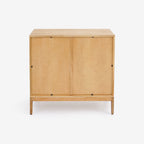 Lola Natural Oak Sunburst Carved 2 Door Storage Cabinet, Wooden Accent Sideboard Cabinet