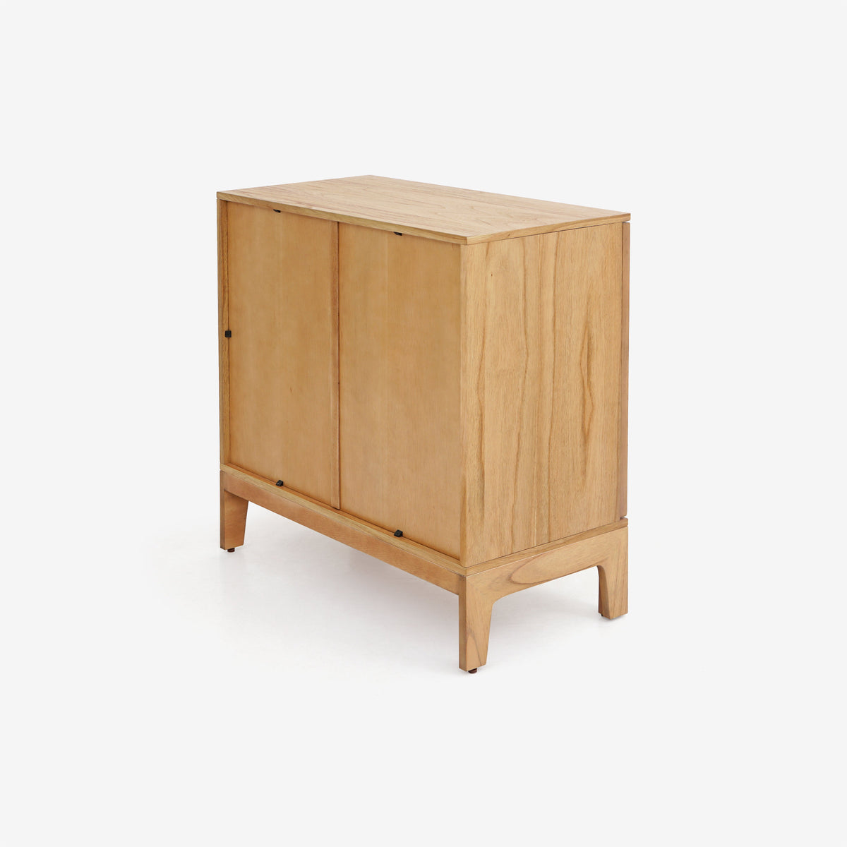 Lola Natural Oak Sunburst Carved 2 Door Storage Cabinet, Wooden Accent Sideboard Cabinet