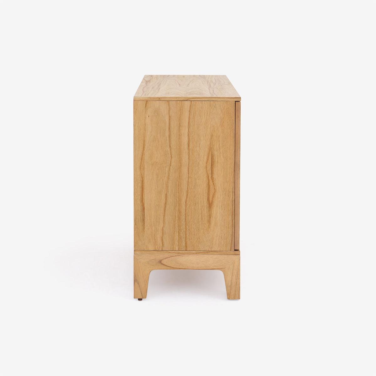 Lola Natural Oak Sunburst Carved 2 Door Storage Cabinet, Wooden Accent Sideboard Cabinet