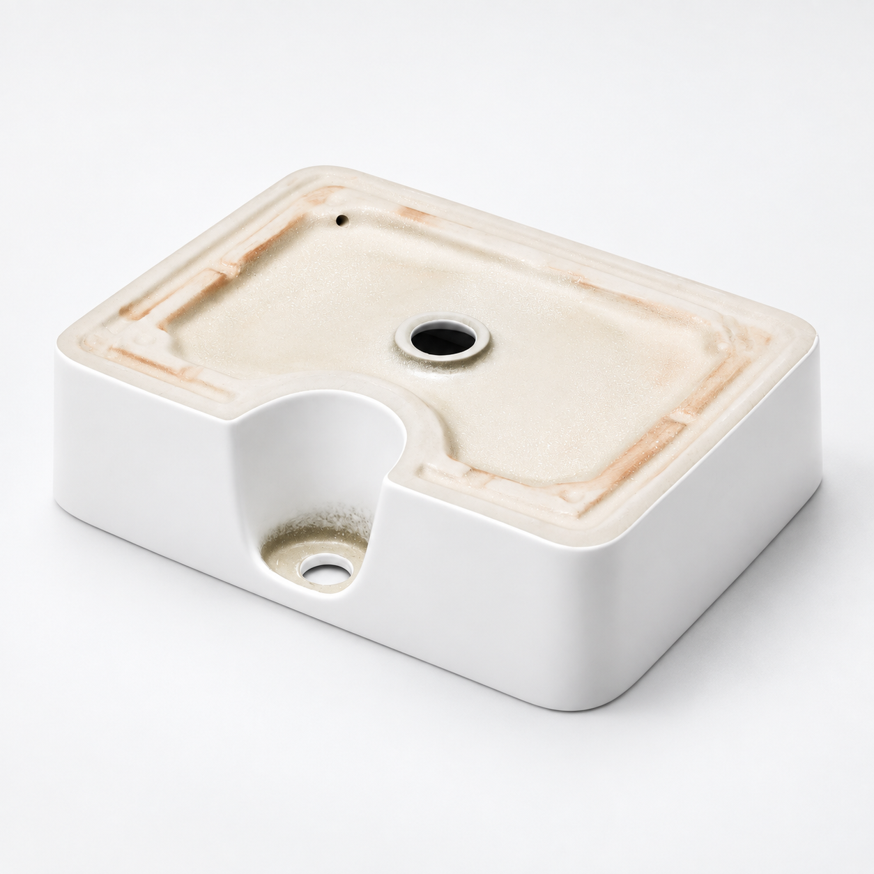 Premium White Ceramic 16 in Rectangular Vessel Sink Faucet Hole Easy Clean Bathroom Countertop Wash Basin