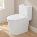 One Piece Ceramic Toilet 1.28 0.8 GPF Dual Siphonic Flush ADA Comfort Height Rimless Soft Close Seat Gloss White