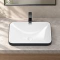 White Porcelain Ceramic Undermount Sink 22.05 in Seamless Design Vanity Countertop Bathroom Basin