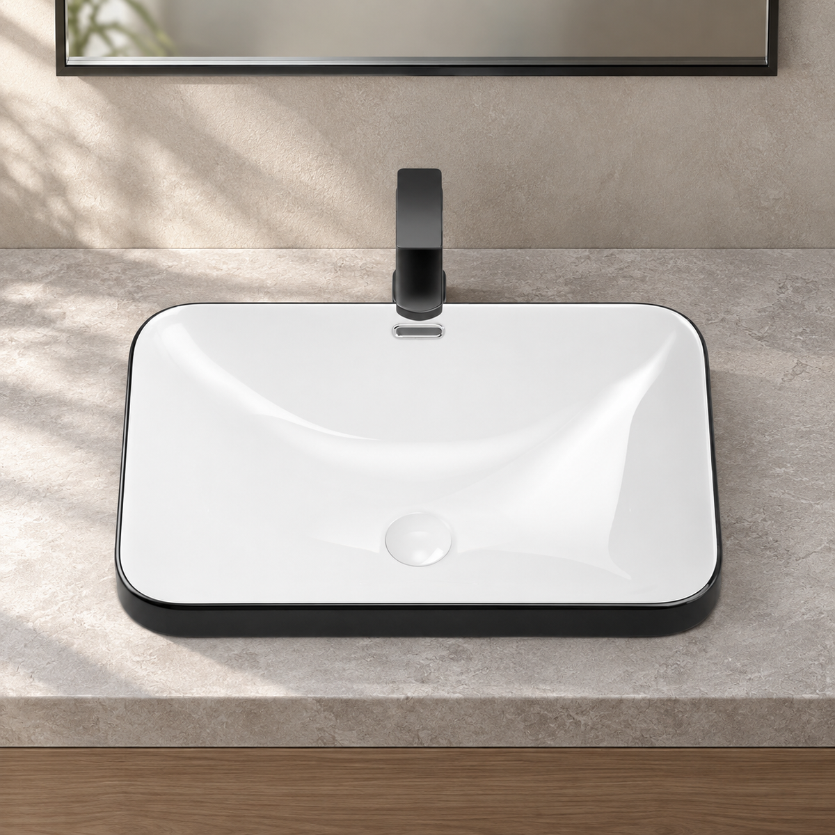 White Porcelain Ceramic Undermount Sink 22.05 in Seamless Design Vanity Countertop Bathroom Basin