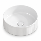 14 Inch Round White Porcelain Ceramic Vessel Sink, Above Counter Modern Bathroom Vanity Art Basin