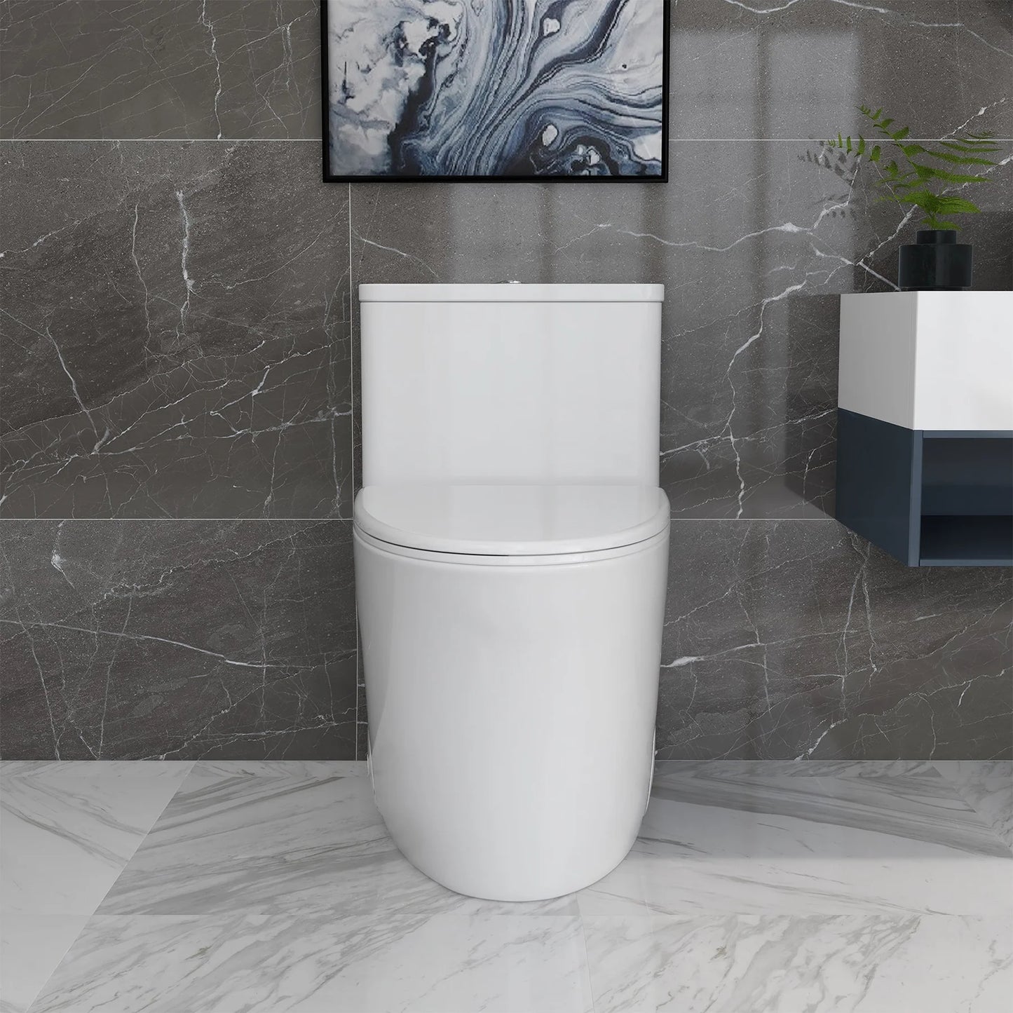 Modern Minimalist One-Piece Toilet – Dual Flush, Soft-Close Seat, Sleek Bathroom Design