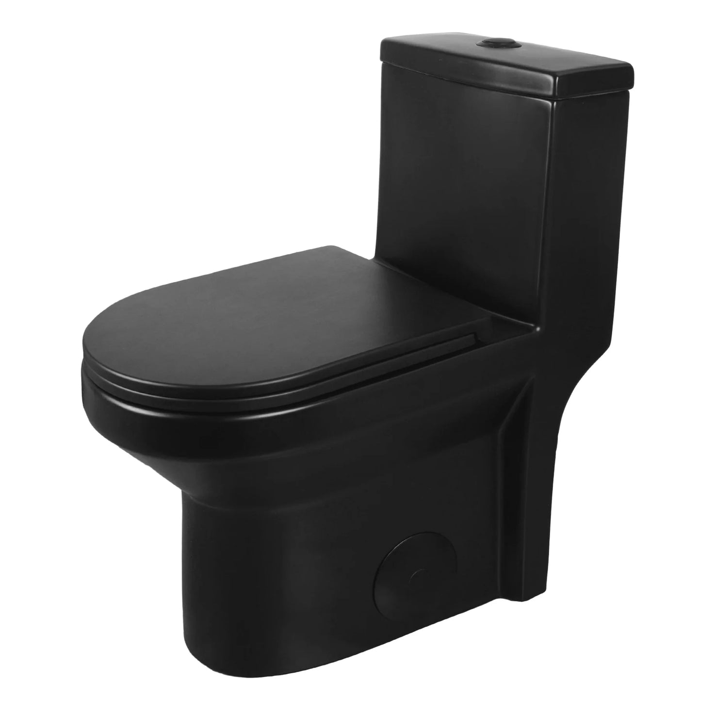 Compact One-Piece Round Toilet with High-Efficiency Flush – Space-Saving Floor Mounted Toilet (Seat Included)