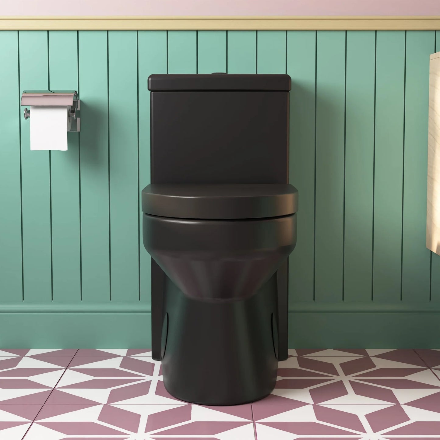 Compact One-Piece Round Toilet with High-Efficiency Flush – Space-Saving Floor Mounted Toilet (Seat Included)