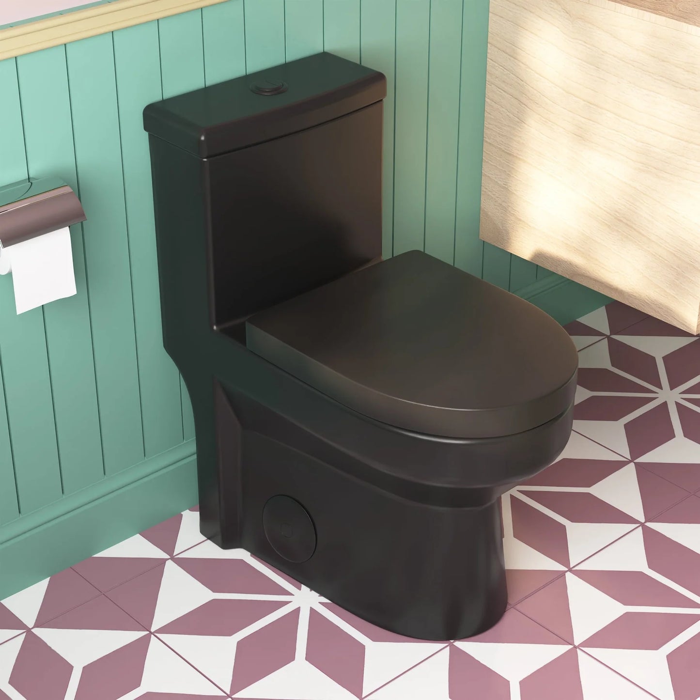 Compact One-Piece Round Toilet with High-Efficiency Flush – Space-Saving Floor Mounted Toilet (Seat Included)