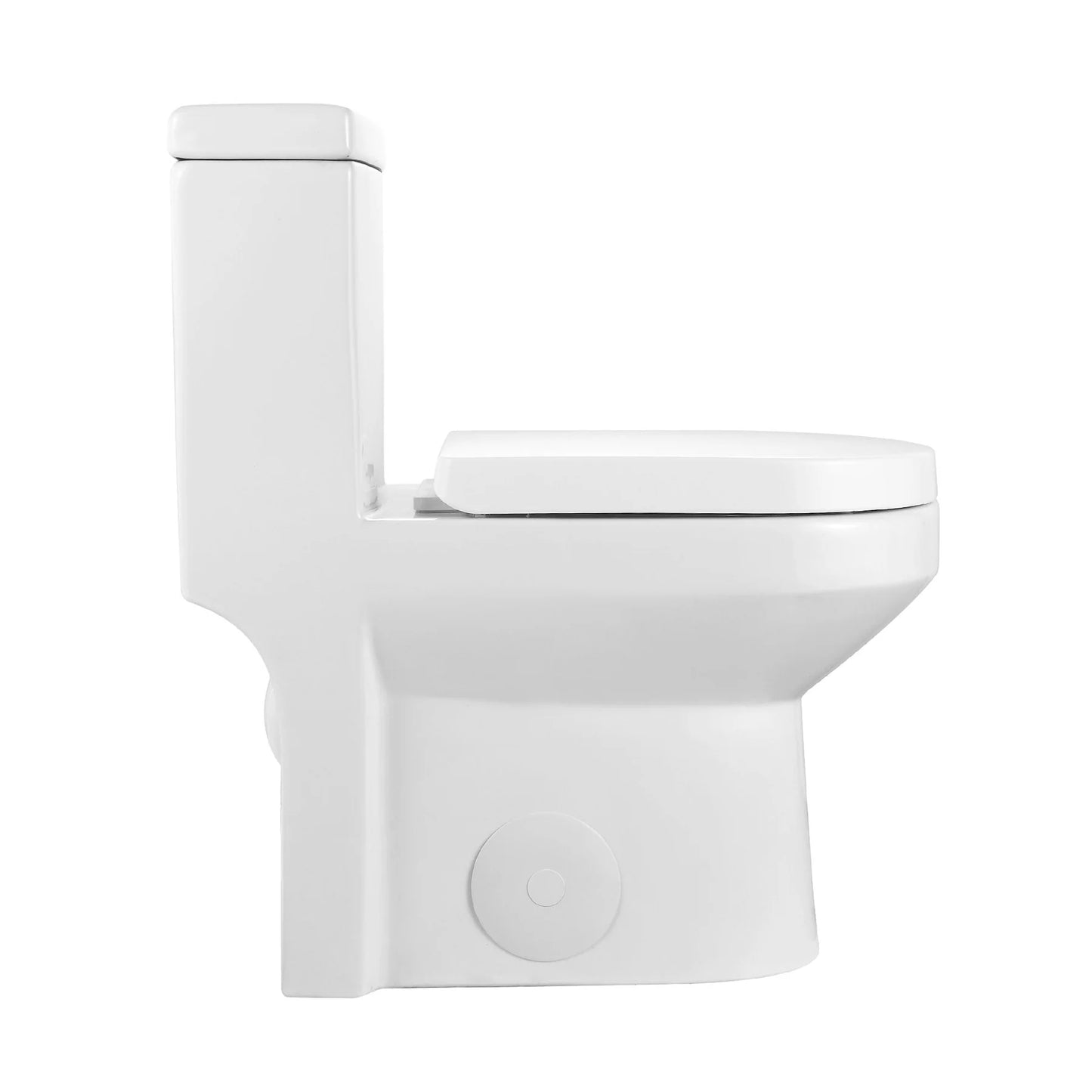 Compact One-Piece Round Toilet with High-Efficiency Flush – Space-Saving Floor Mounted Toilet (Seat Included)