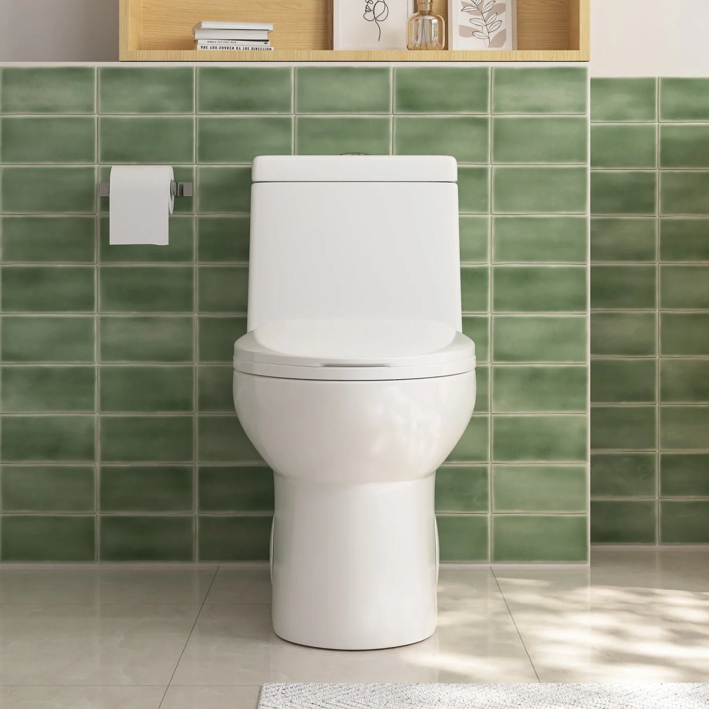 Classic One-Piece Toilet with Soft-Close Seat – High-Efficiency Dual Flush, Comfortable Standard Height