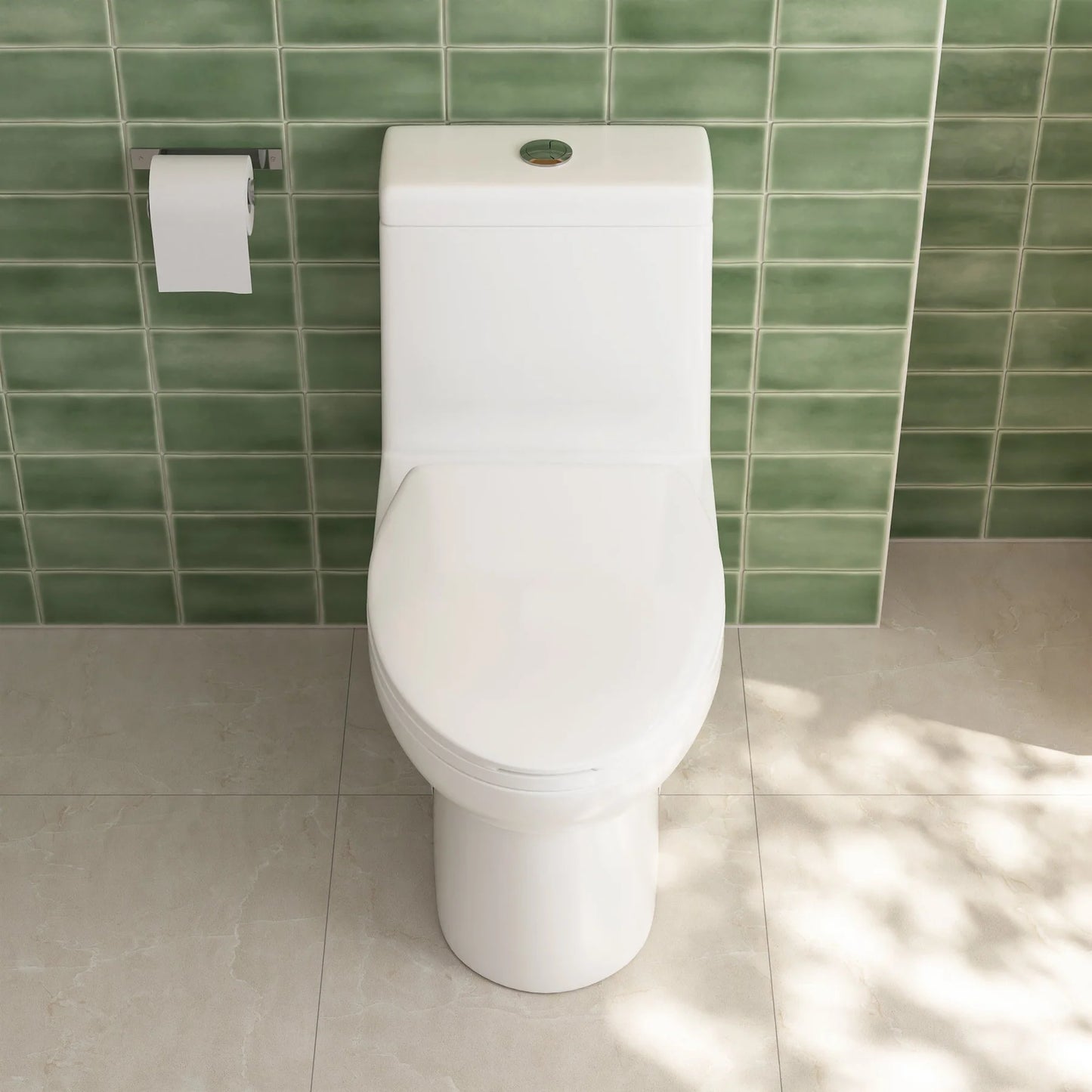 Classic One-Piece Toilet with Soft-Close Seat – High-Efficiency Dual Flush, Comfortable Standard Height