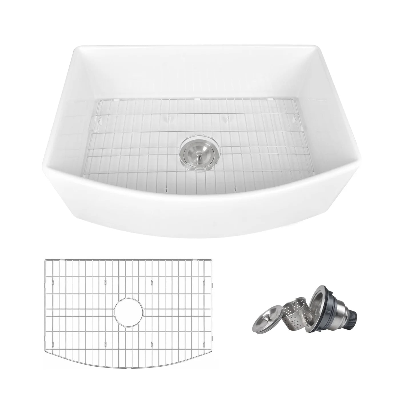 Farmhouse Apron Front Kitchen Sink – Deep Single Bowl White Ceramic Sink