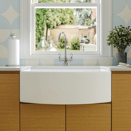 Farmhouse Apron Front Kitchen Sink – Deep Single Bowl White Ceramic Sink