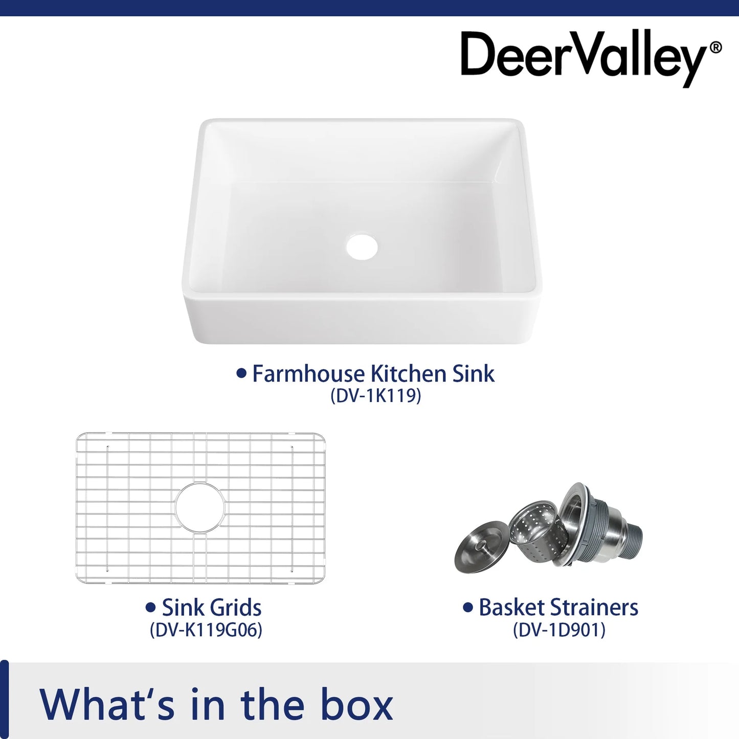 Farmhouse Apron Front Kitchen Sink – Large Single Bowl Fireclay Sink with Bottom Grid & Strainer