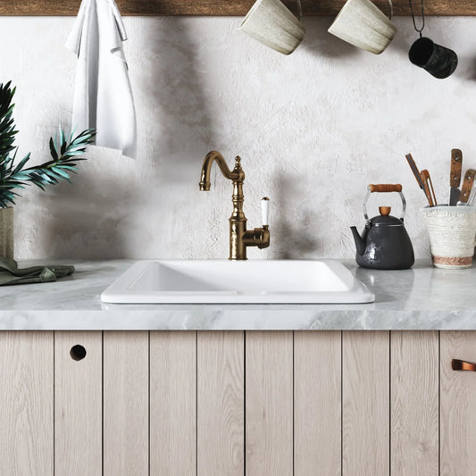 Deep Square Undermount Bathroom Sink – White Ceramic Basin with Modern Clean Lines