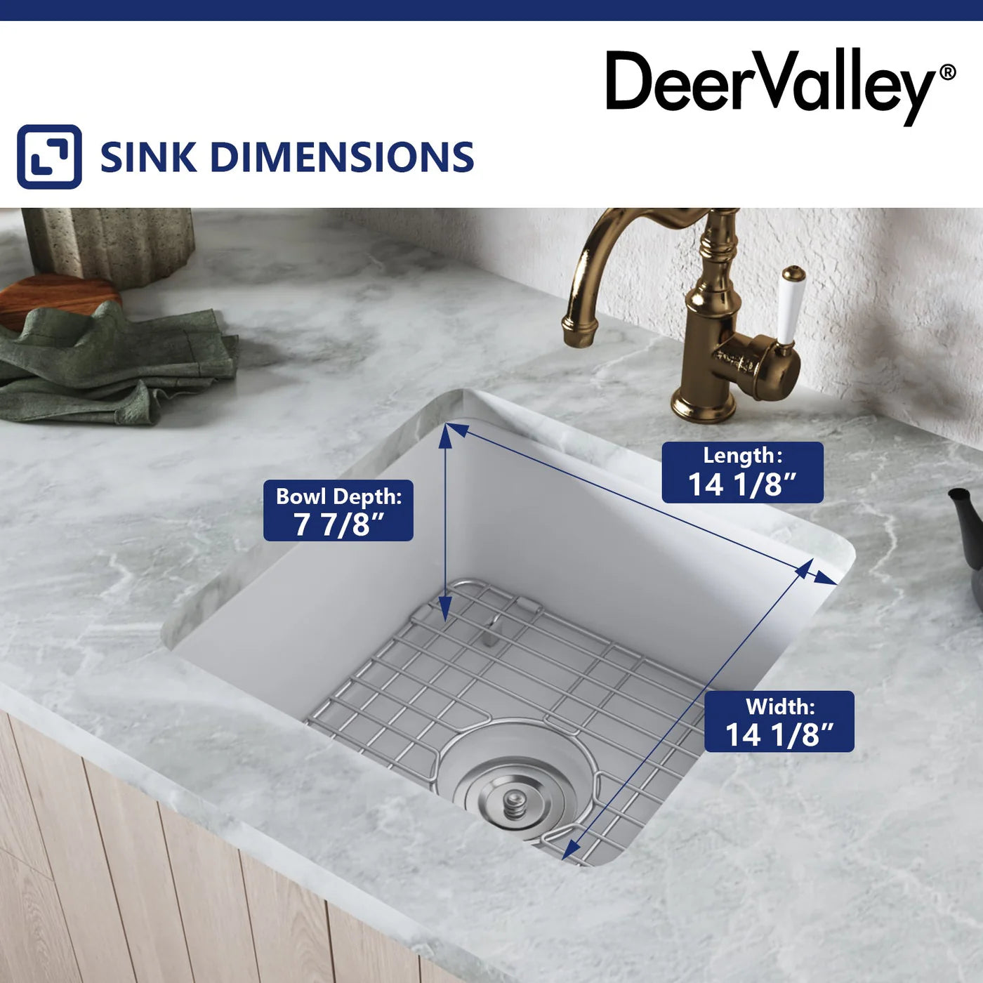 Deep Square Undermount Bathroom Sink – White Ceramic Basin with Modern Clean Lines