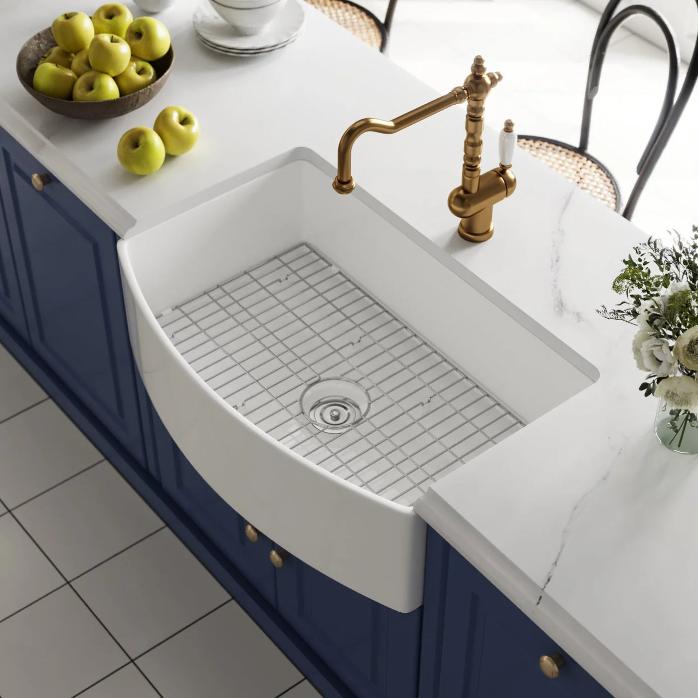 Farmhouse Apron Front Kitchen Sink – Deep Single Bowl White Ceramic Sink
