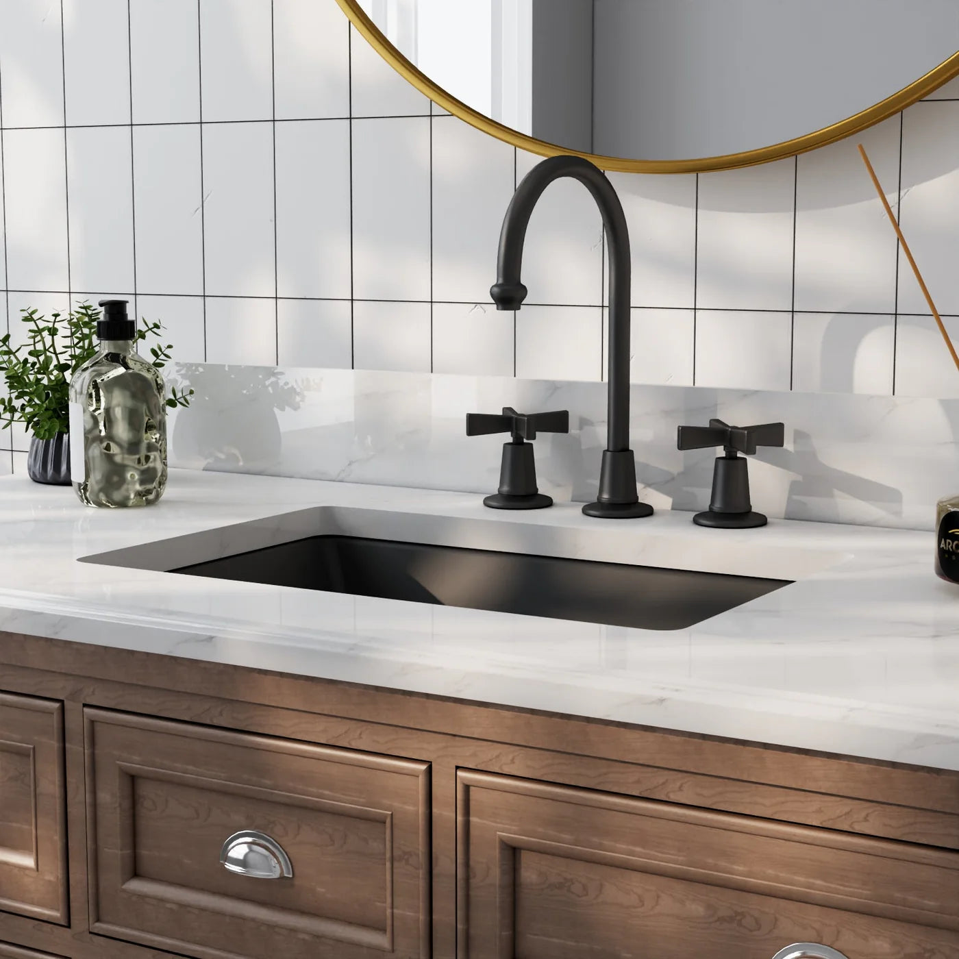 Modern Rectangular Undermount Bathroom Sink – White Ceramic Basin with Overflow