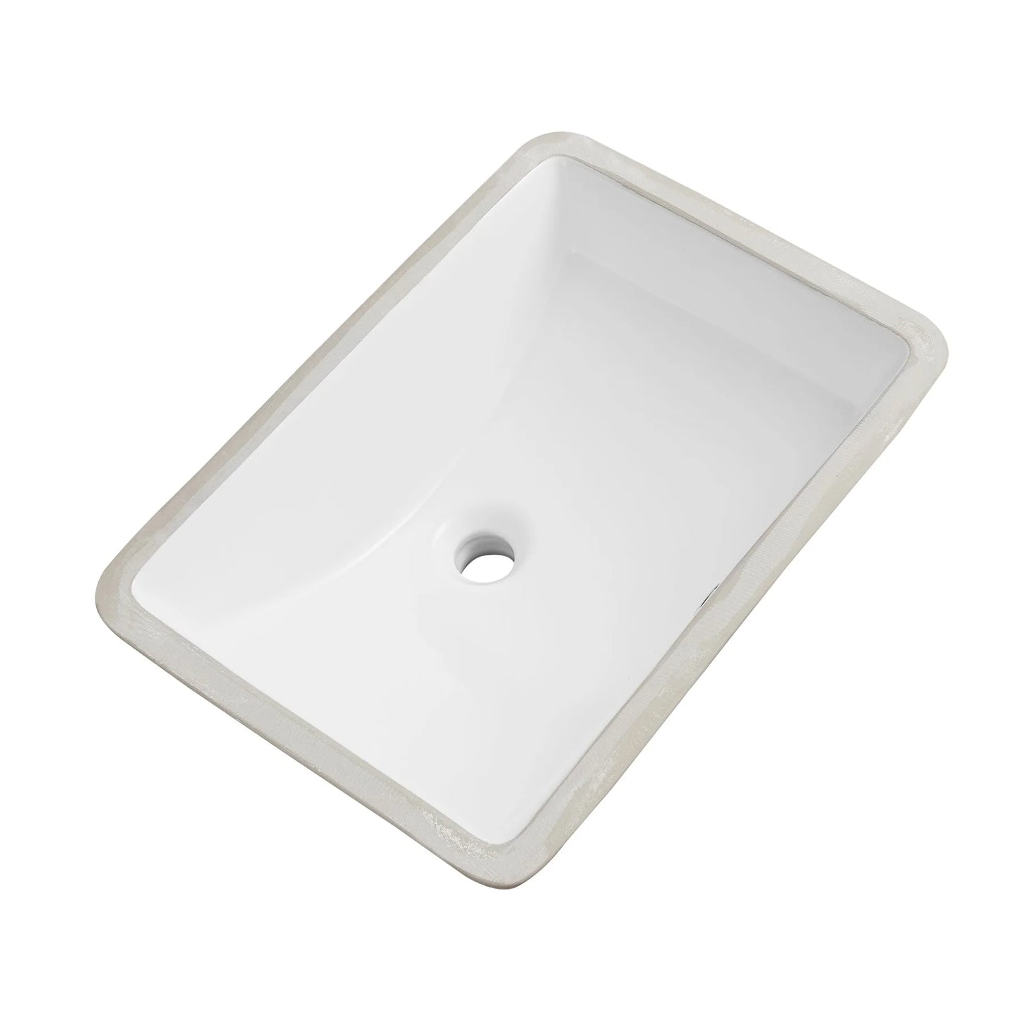 Modern Rectangular Undermount Bathroom Sink – White Ceramic Basin with Overflow