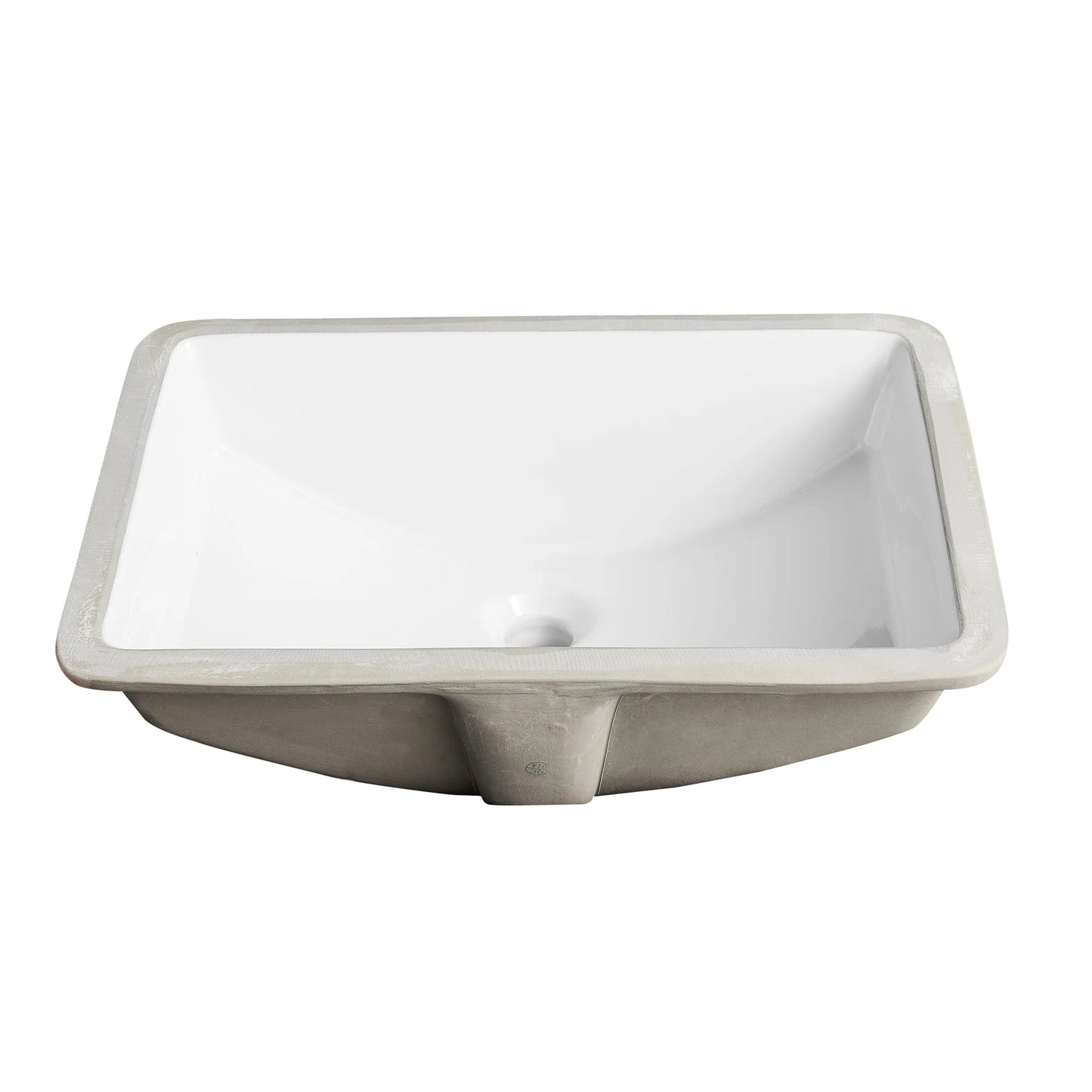 Modern Rectangular Undermount Bathroom Sink – White Ceramic Basin with Overflow
