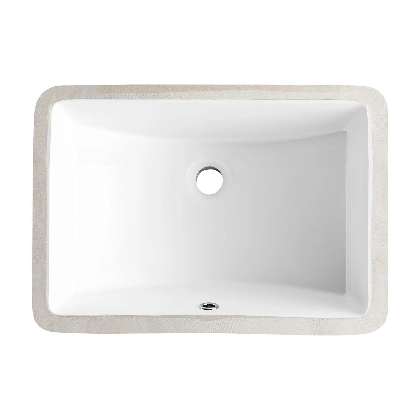 Modern Rectangular Undermount Bathroom Sink – White Ceramic Basin with Overflow