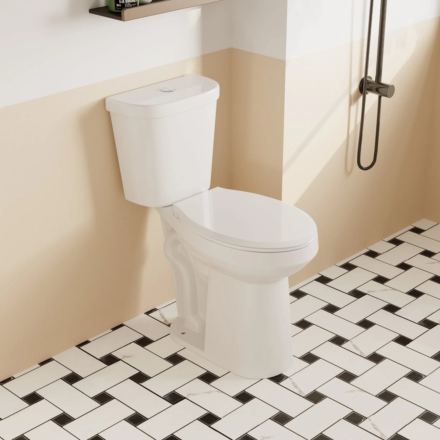 Compact Two-Piece Round Toilet – Space-Saving Bathroom Toilet with Efficient Flush