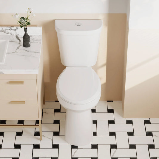Compact Two-Piece Round Toilet – Space-Saving Bathroom Toilet with Efficient Flush