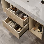 39.4" Floating Bathroom Vanity with Ceramic Sink, Wall Mounted Vanity with 2 Drawers