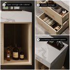39.4" Floating Bathroom Vanity with Ceramic Sink, Wall Mounted Vanity with 2 Drawers