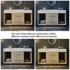 39.4" Floating Bathroom Vanity with Ceramic Sink, Wall Mounted Vanity with 2 Drawers