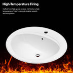 21.8 Inch Drop In Bathroom Sink White Porcelain 21.8x19.5inch Ceramic Vitreous Above Counter Vanity Lavatory Sink