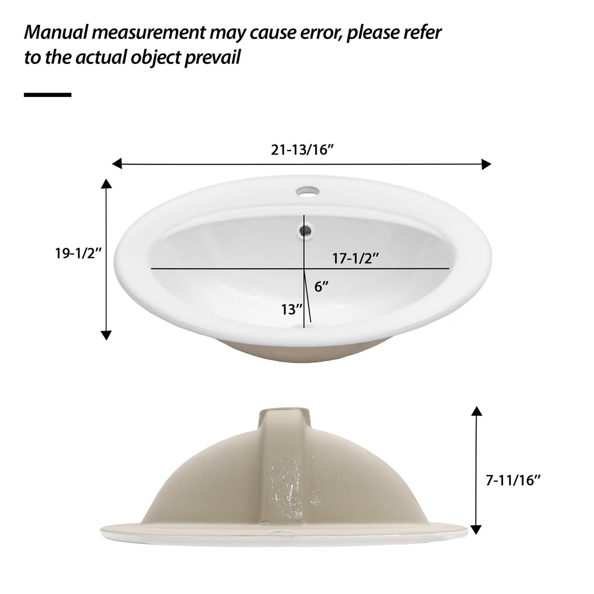 21.8 Inch Drop In Bathroom Sink White Porcelain 21.8x19.5inch Ceramic Vitreous Above Counter Vanity Lavatory Sink