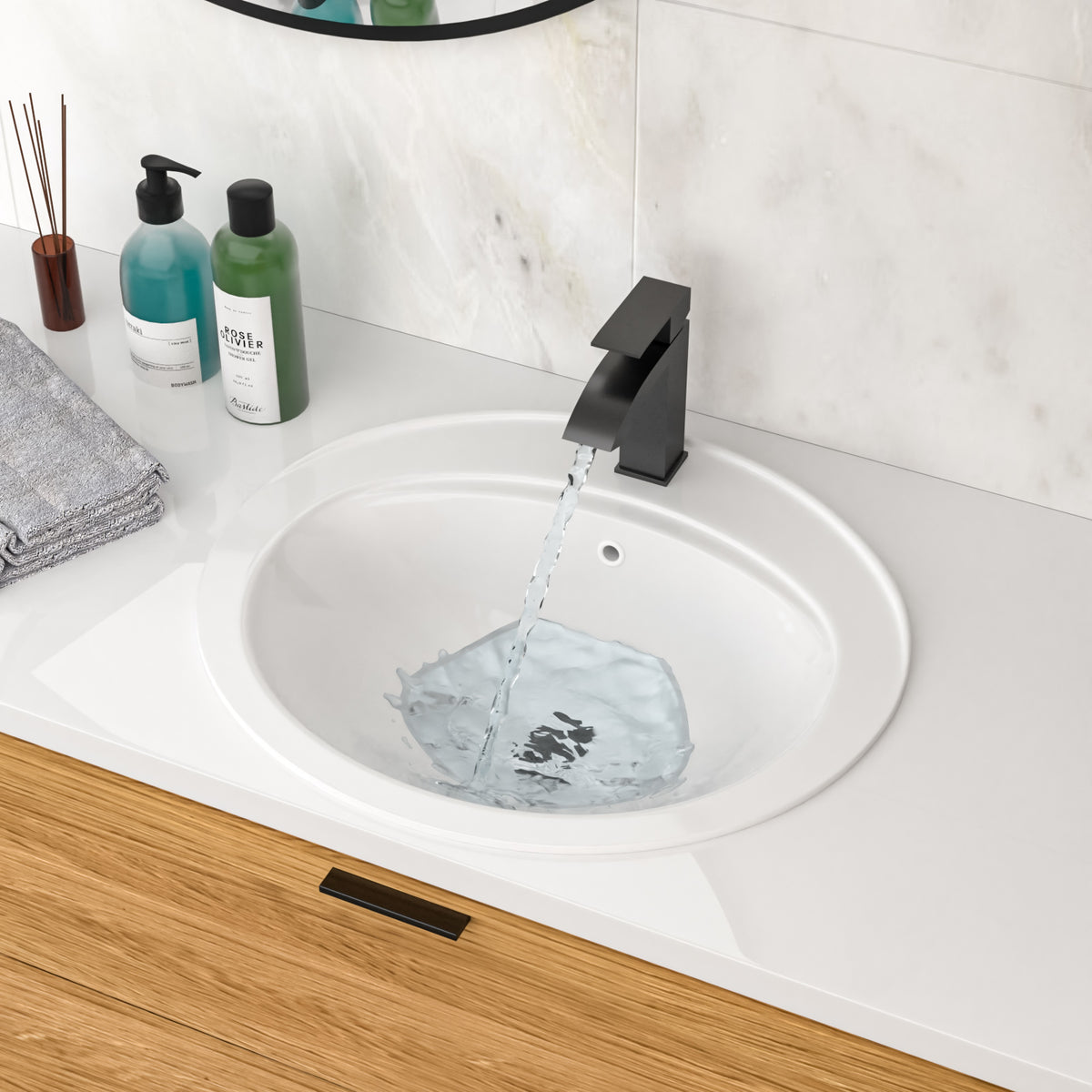 21.8 Inch Drop In Bathroom Sink White Porcelain 21.8x19.5inch Ceramic Vitreous Above Counter Vanity Lavatory Sink